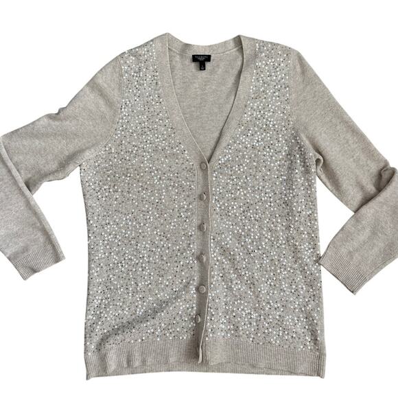 Talbots‎ Sequined Angora Cardigan Tan Size Large Petite - Picture 3 of 7